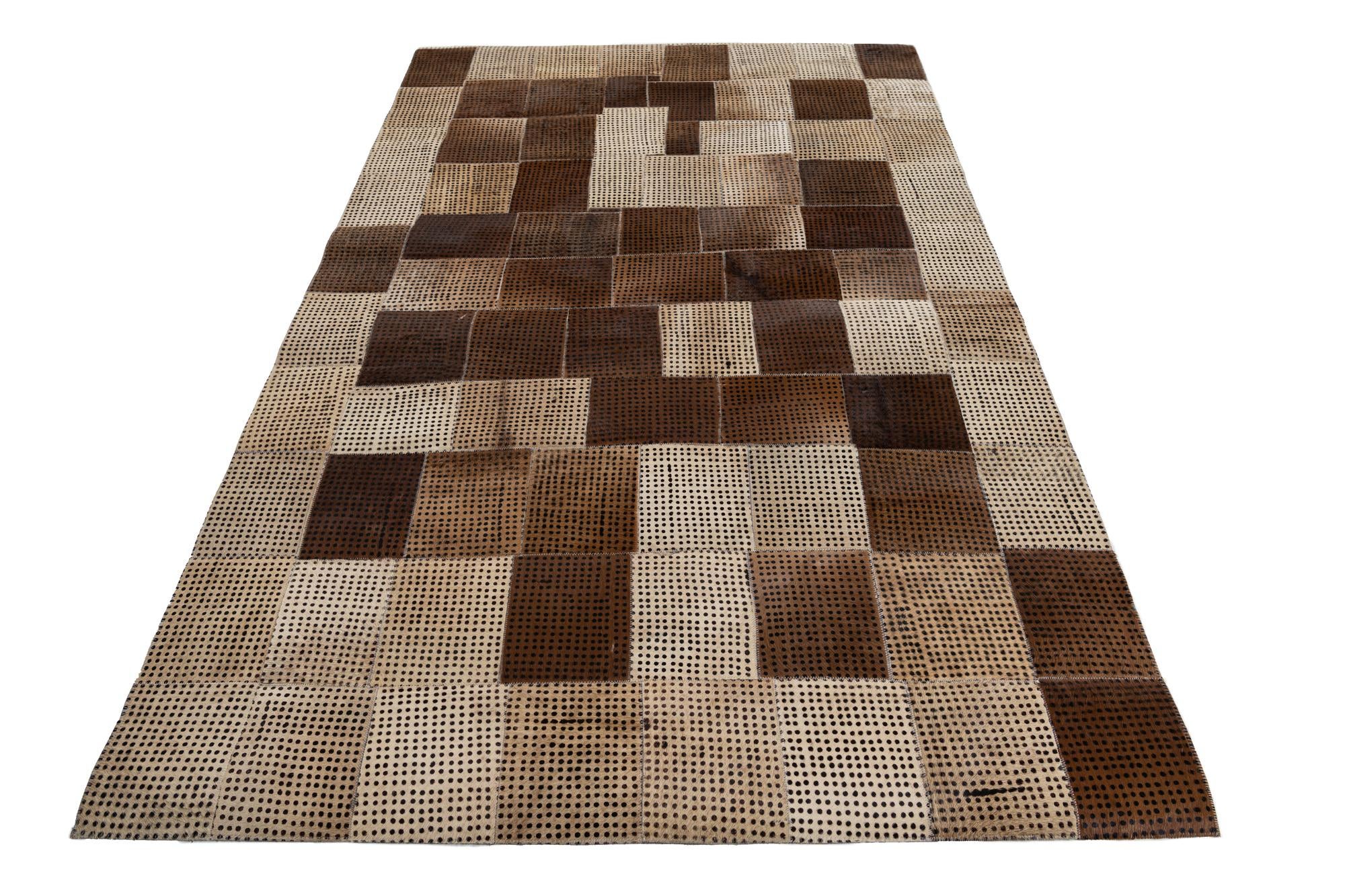 5' x 8' 1 Cowhide Leather Rug