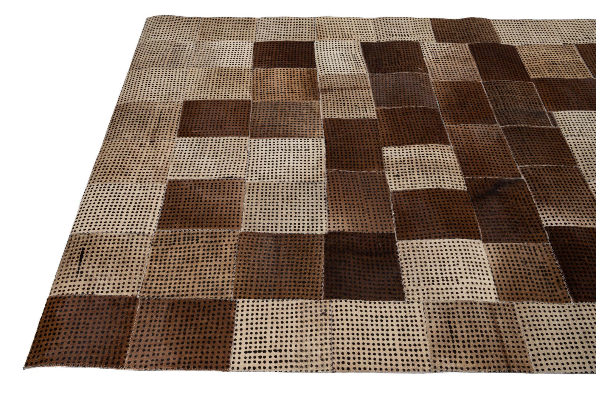 5' x 8' 1 Cowhide Leather Rug