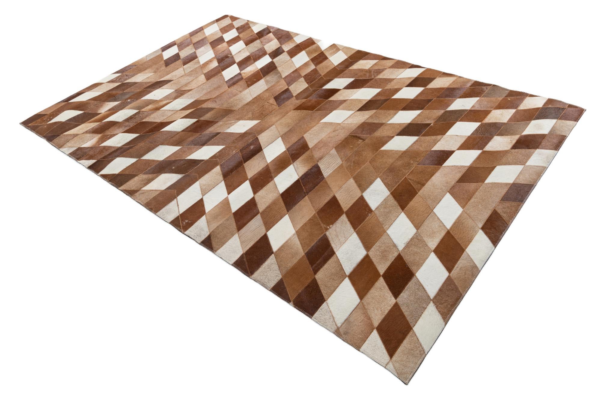 5' x 7' 8 Cowhide Leather Rug