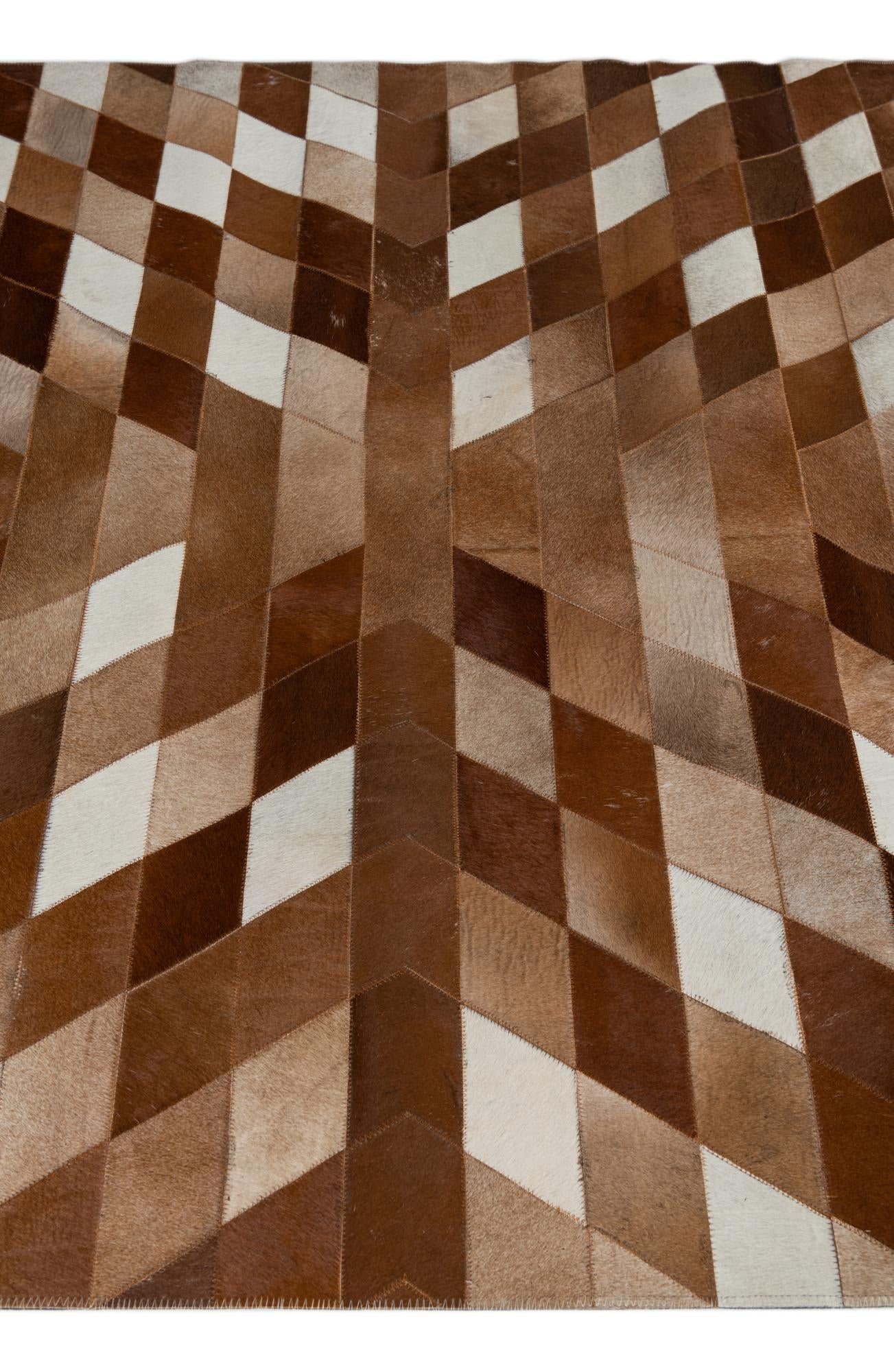 5' x 7' 8 Cowhide Leather Rug