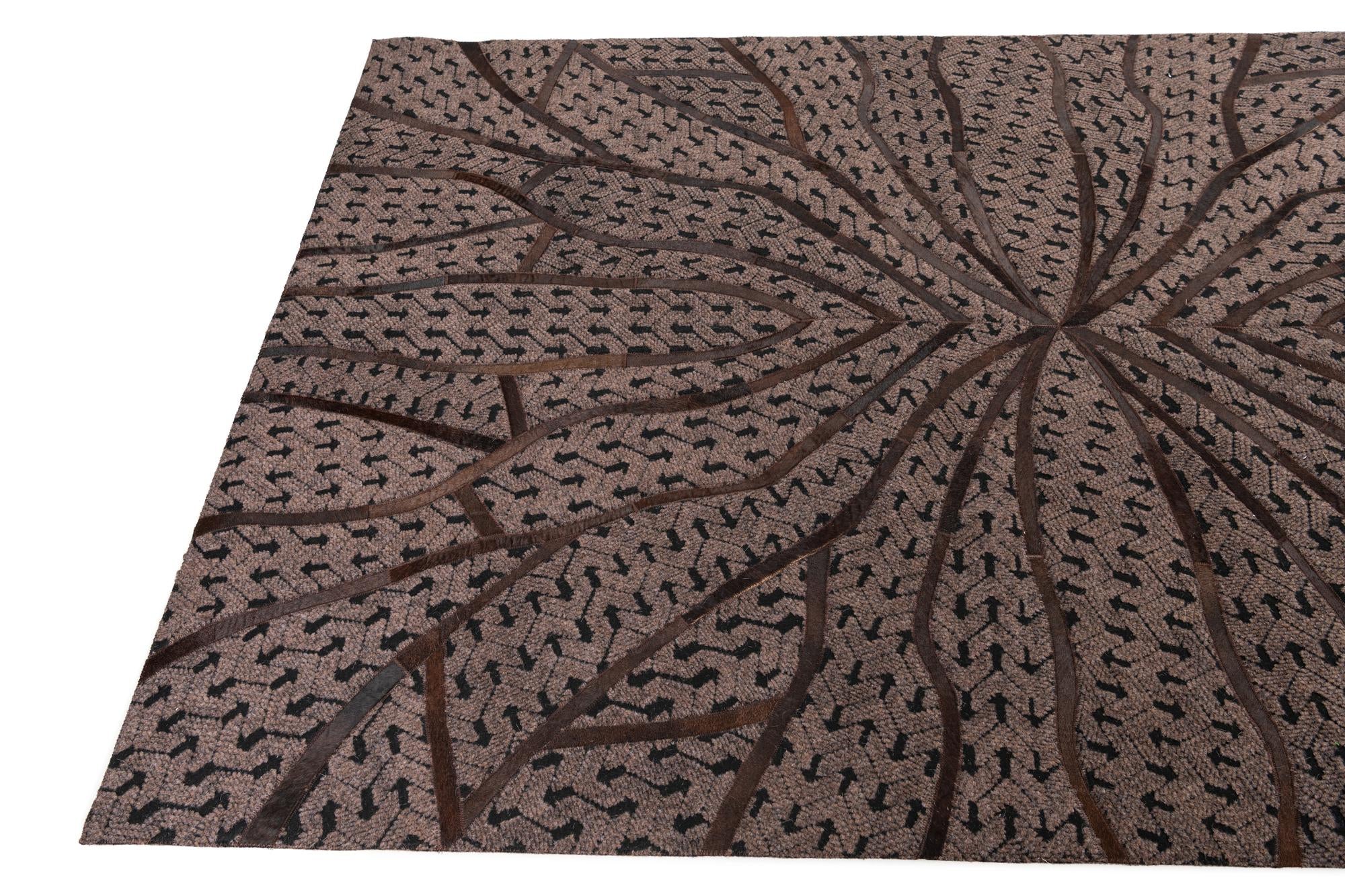 5' 2 x 8' Cowhide Leather Rug