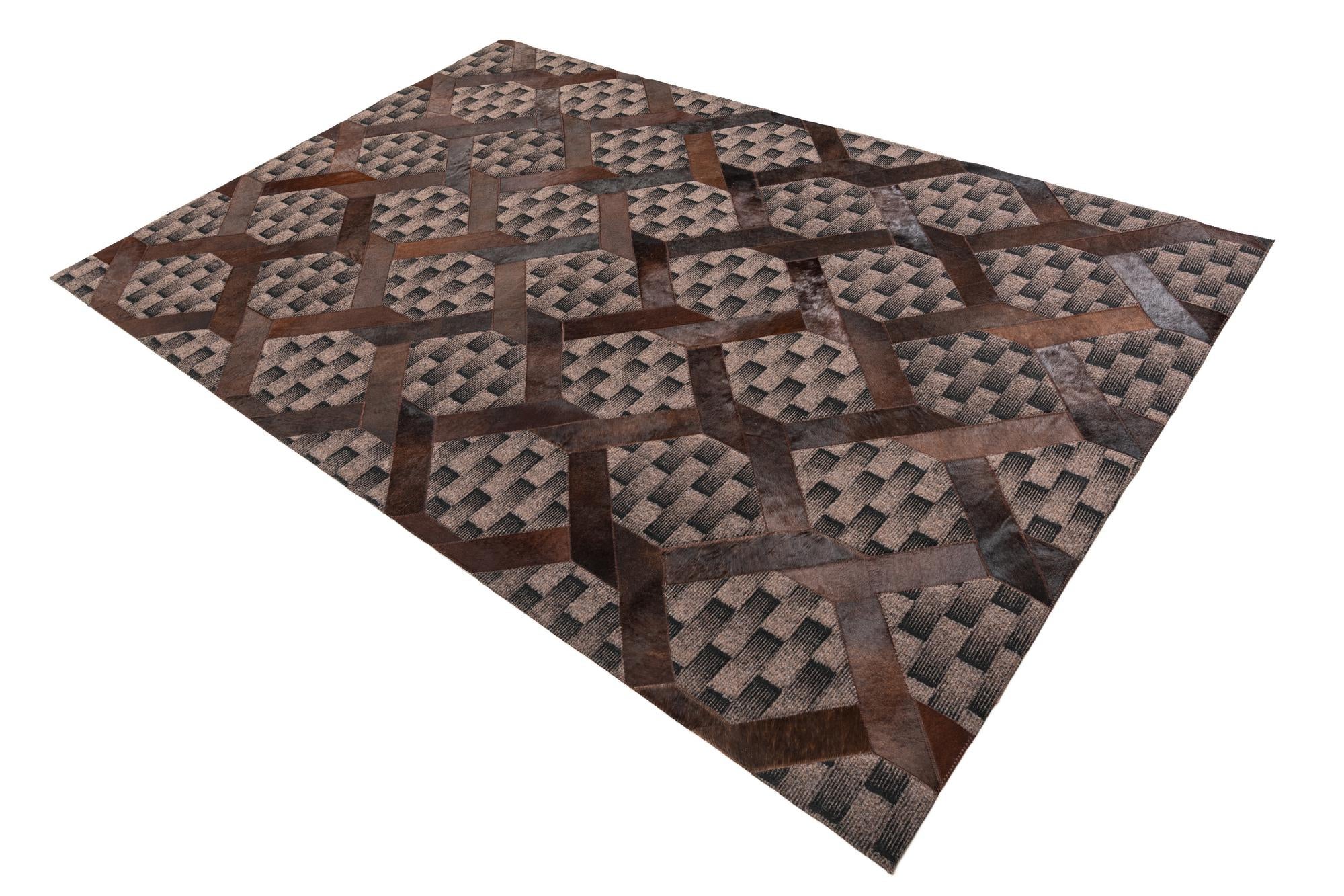 5' 1 x 8' Cowhide Leather Rug