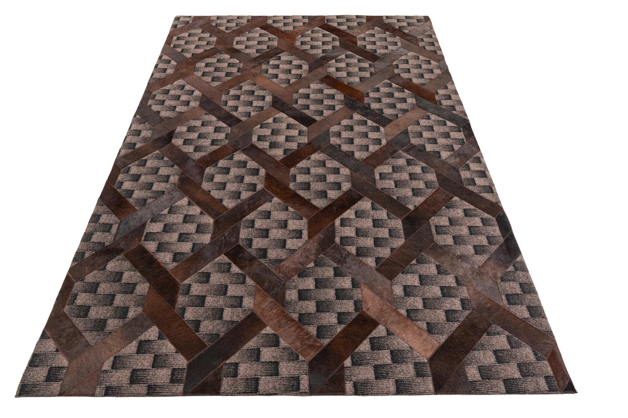 5' 1 x 8' Cowhide Leather Rug