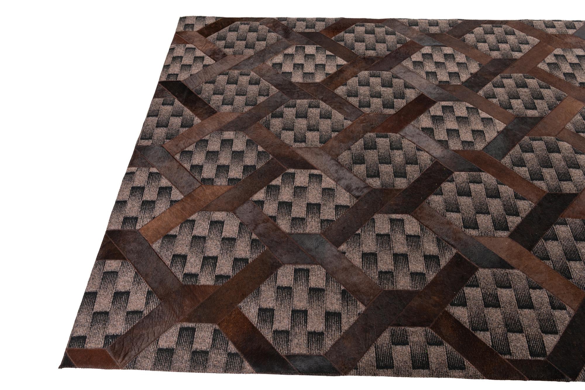 5' 1 x 8' Cowhide Leather Rug