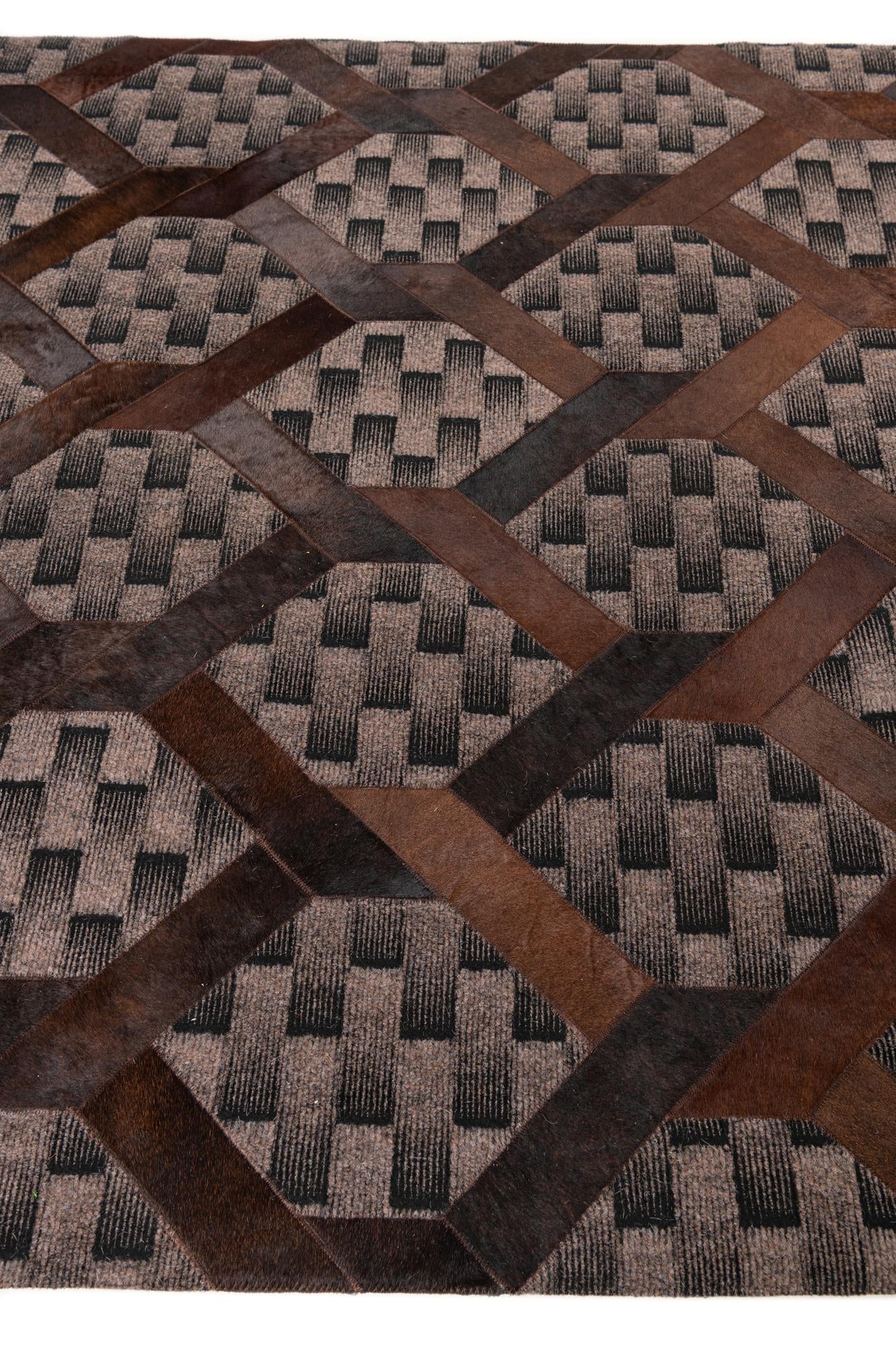 5' 1 x 8' Cowhide Leather Rug