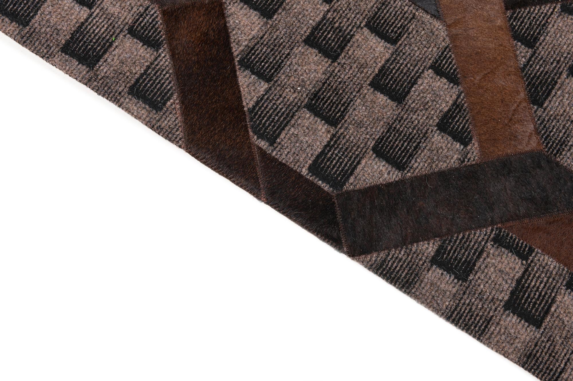 5' 1 x 8' Cowhide Leather Rug