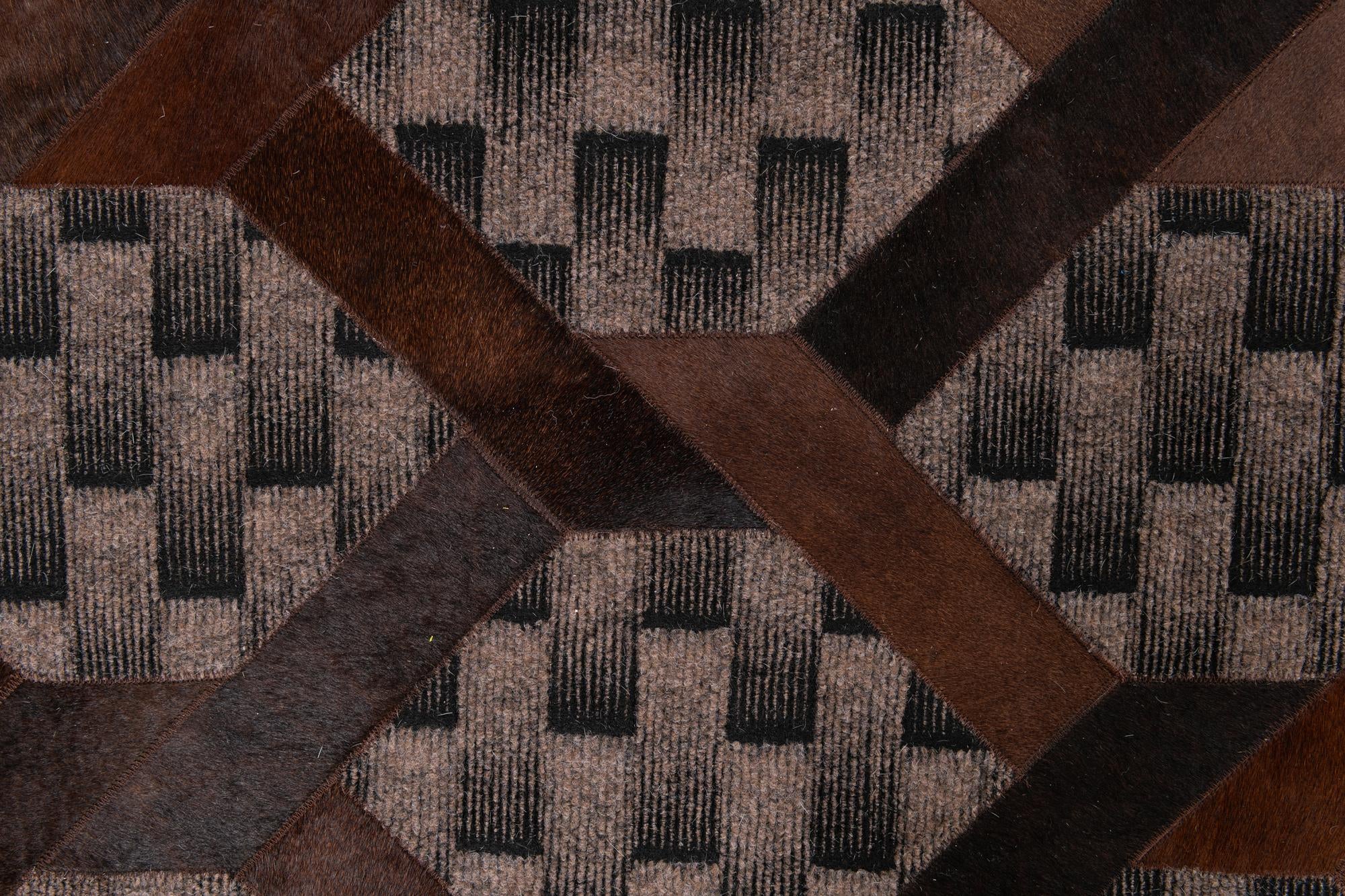 5' 1 x 8' Cowhide Leather Rug