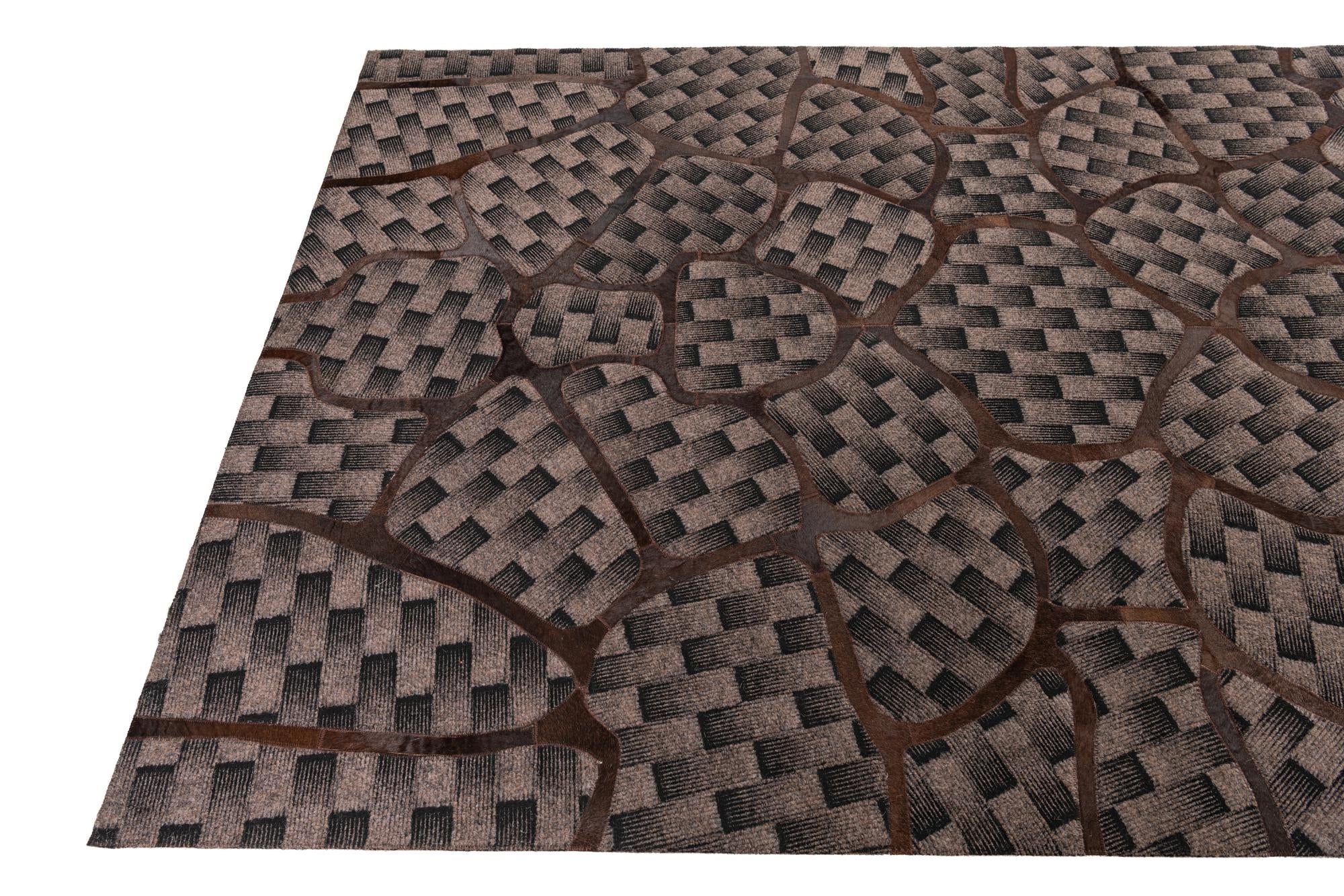 5' 1 x 8' Cowhide Leather Rug