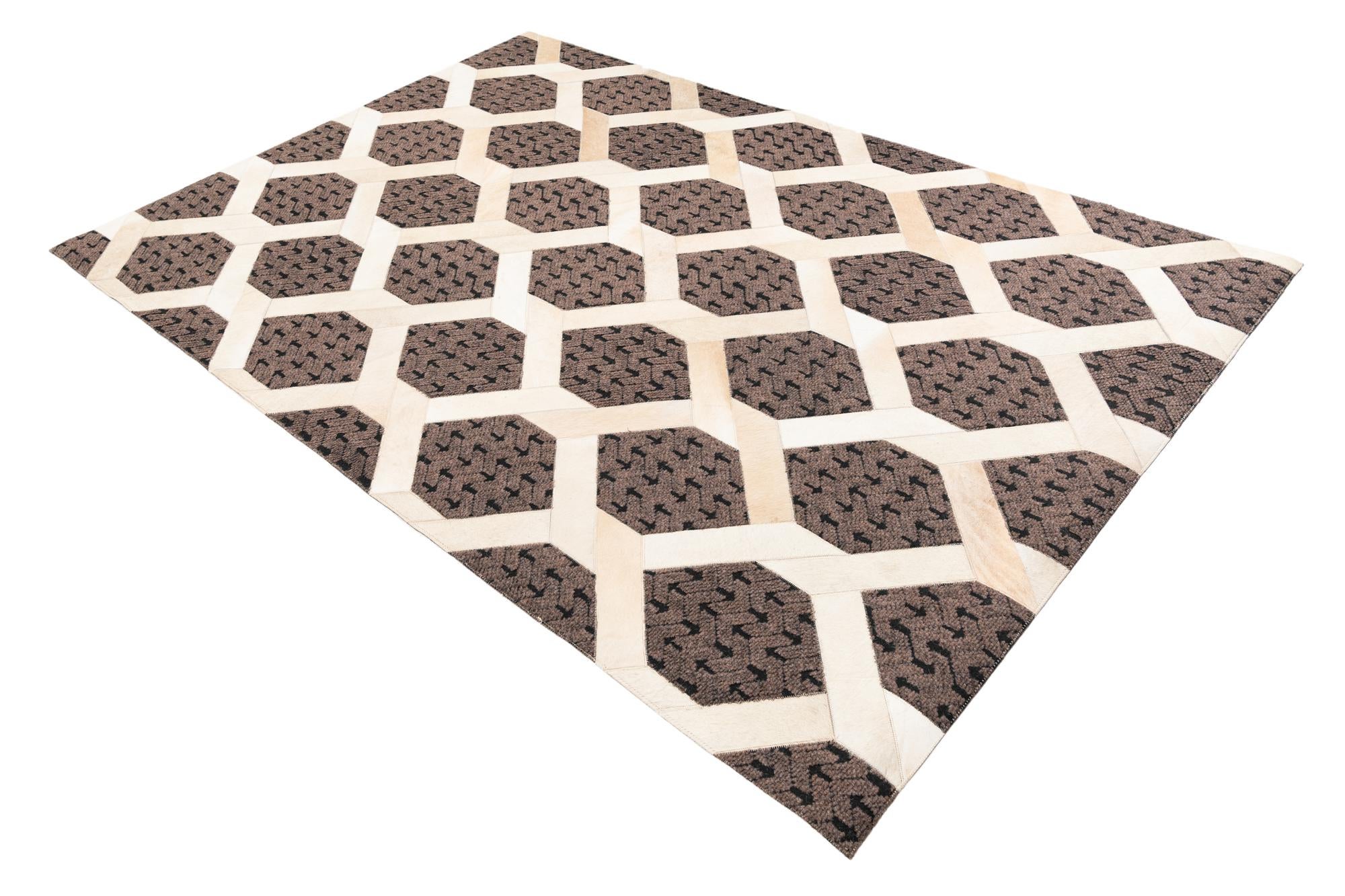 5' 2 x 7' 9 Cowhide Leather Rug