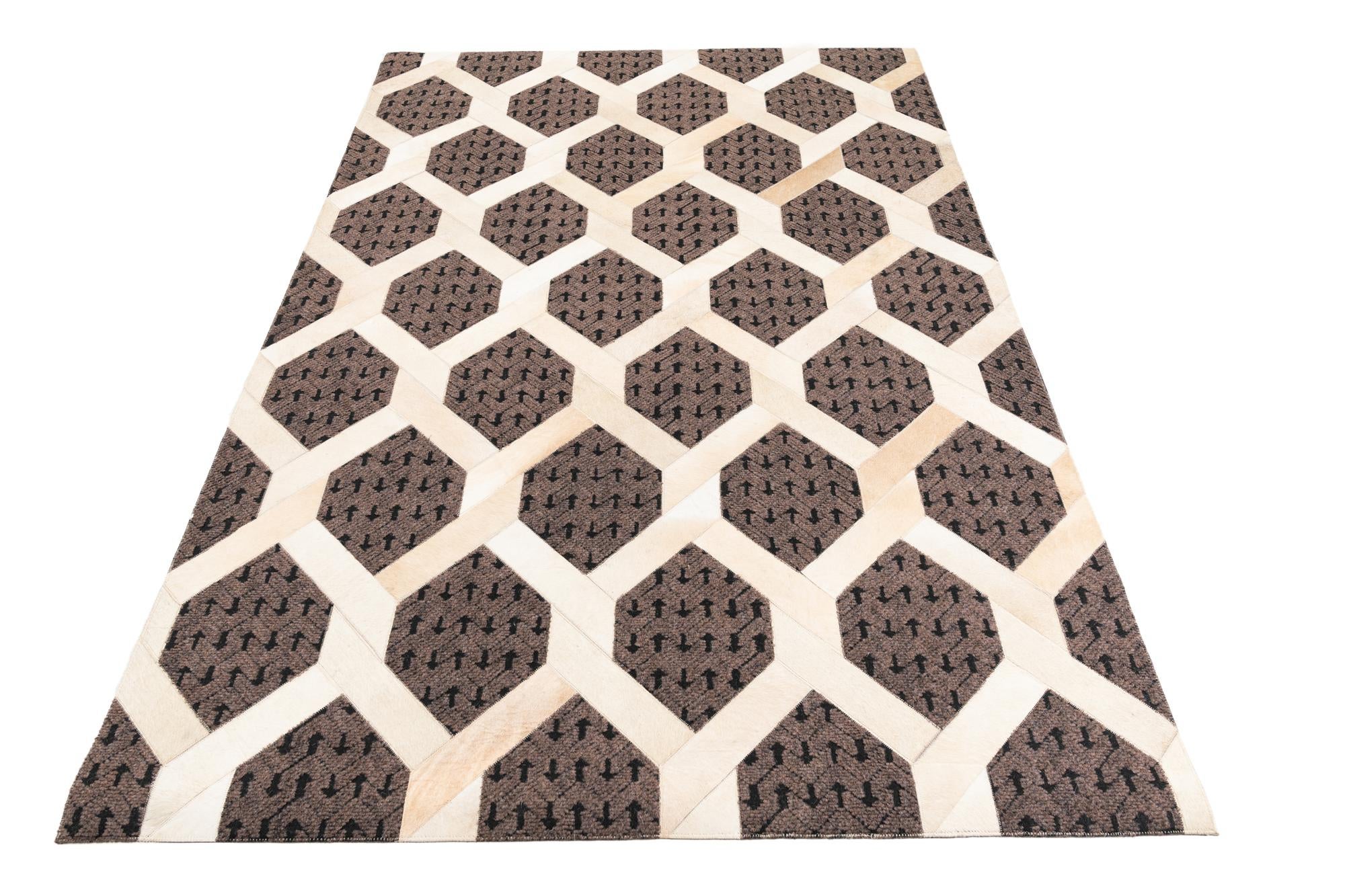 5' 2 x 7' 9 Cowhide Leather Rug