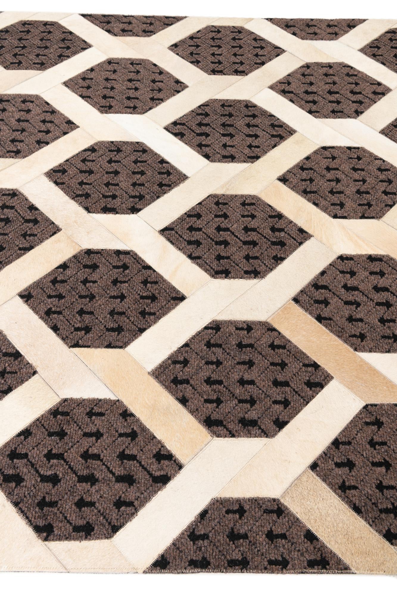 5' 2 x 7' 9 Cowhide Leather Rug