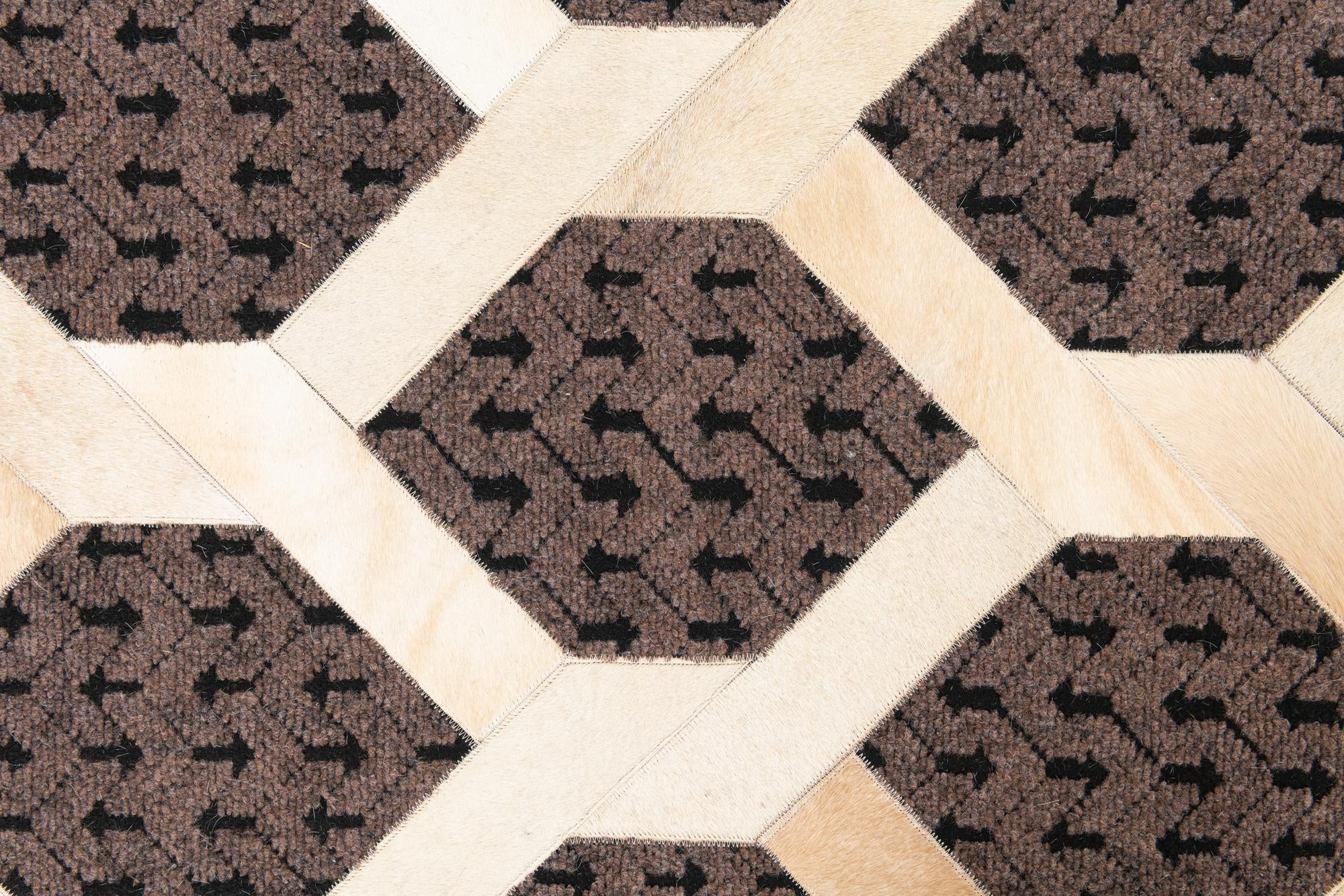 5' 2 x 7' 9 Cowhide Leather Rug