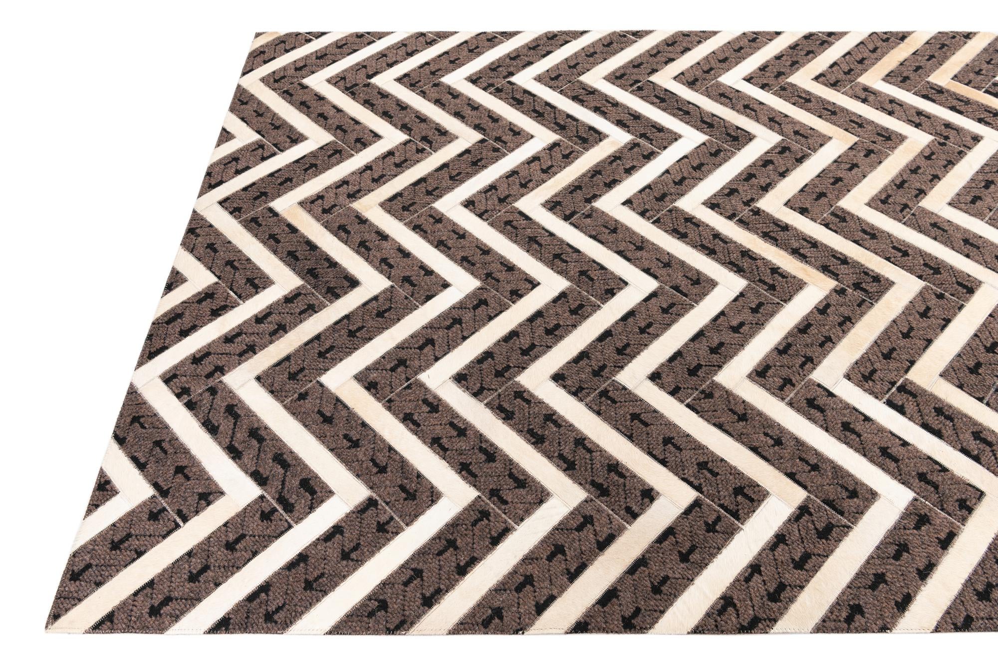 4' 10 x 7' 10 Cowhide Leather Rug