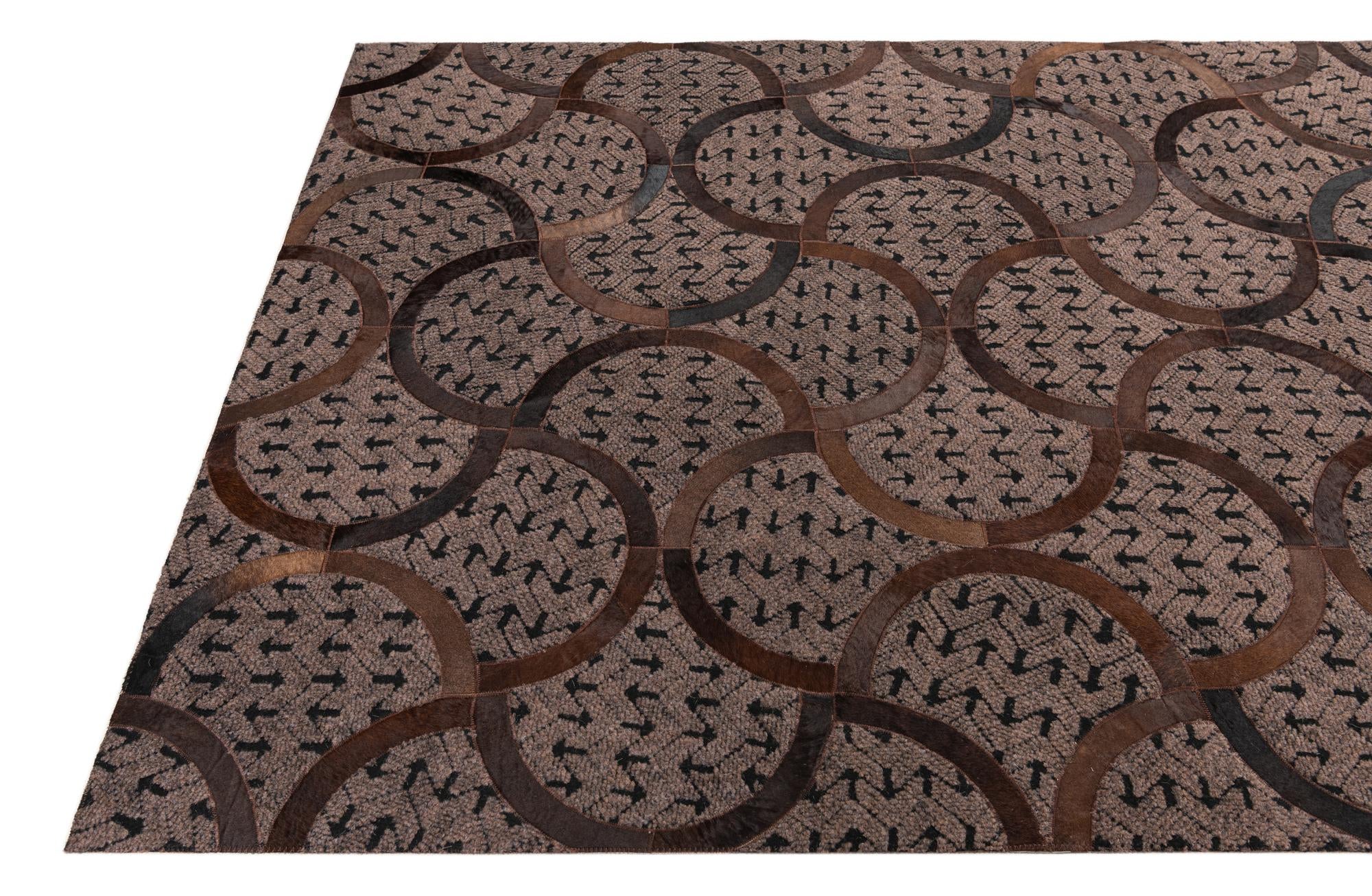 4' 10 x 8' Cowhide Leather Rug