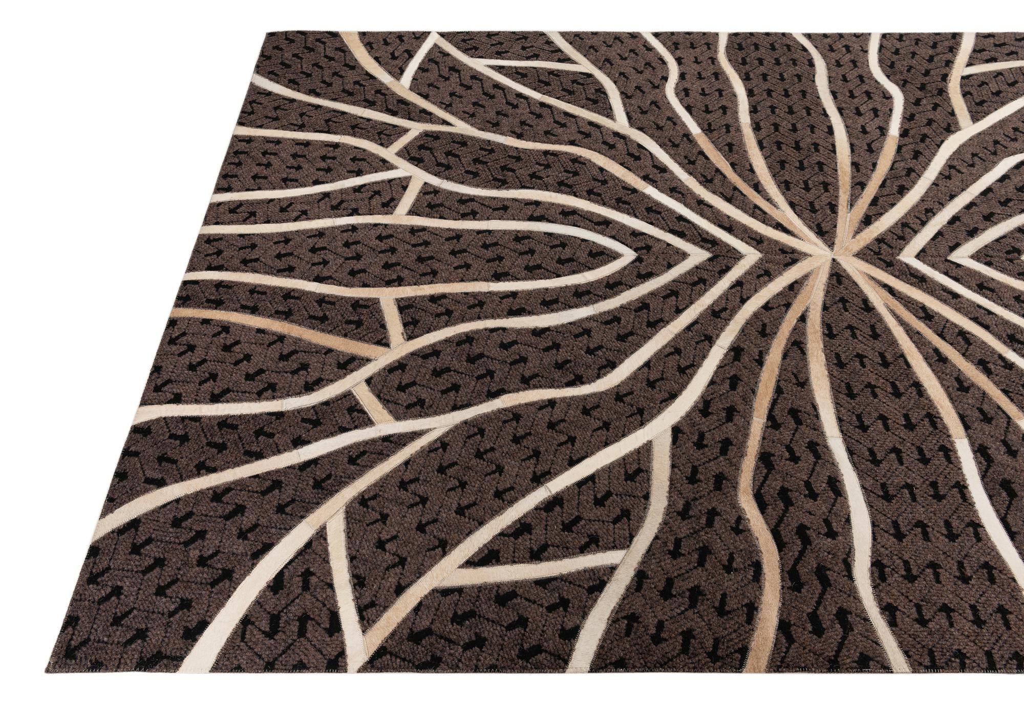 5' 2 x 8' Cowhide Leather Rug