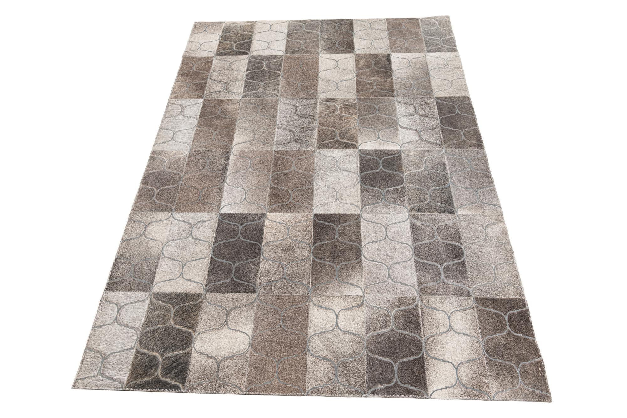4' 1 x 6' Cowhide Leather Rug