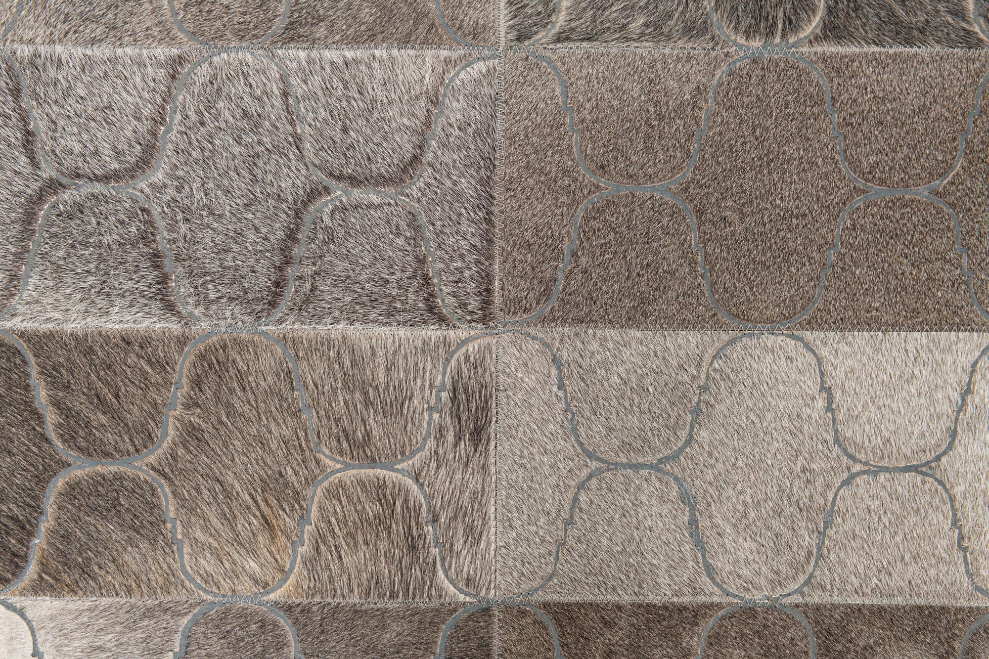 4' 1 x 6' Cowhide Leather Rug