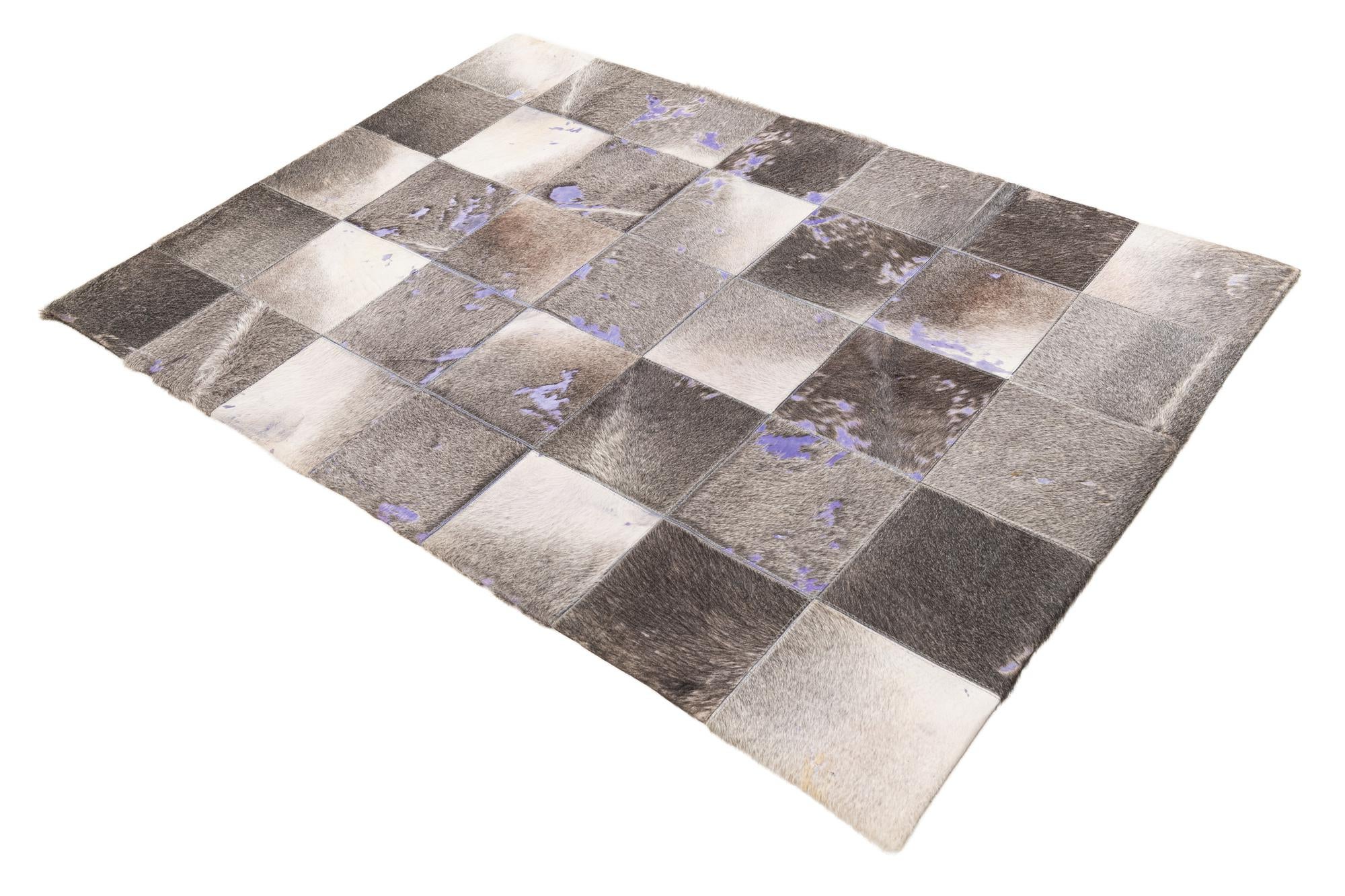 4' x 5' 9 Cowhide Leather Rug