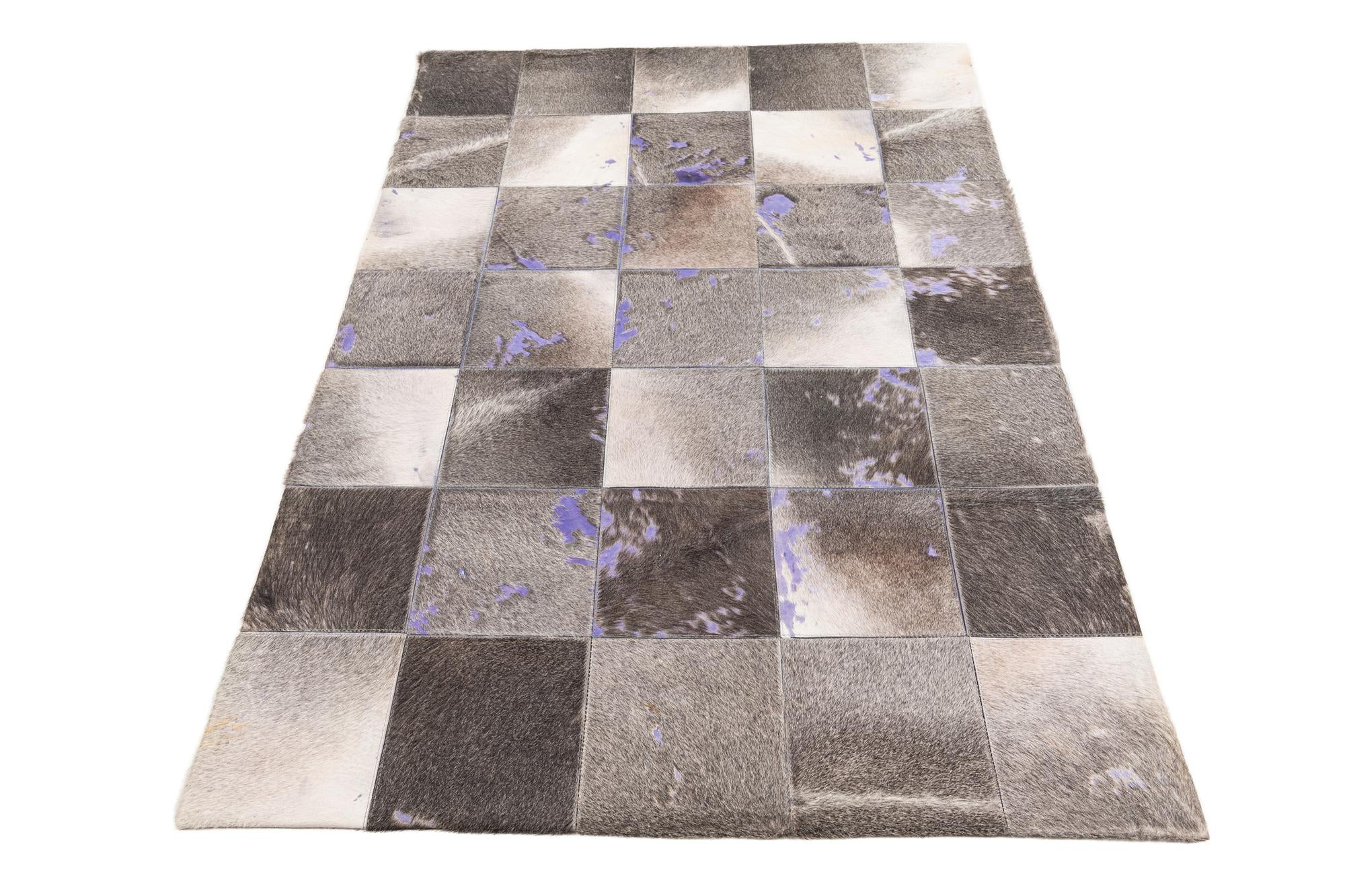 4' x 5' 9 Cowhide Leather Rug