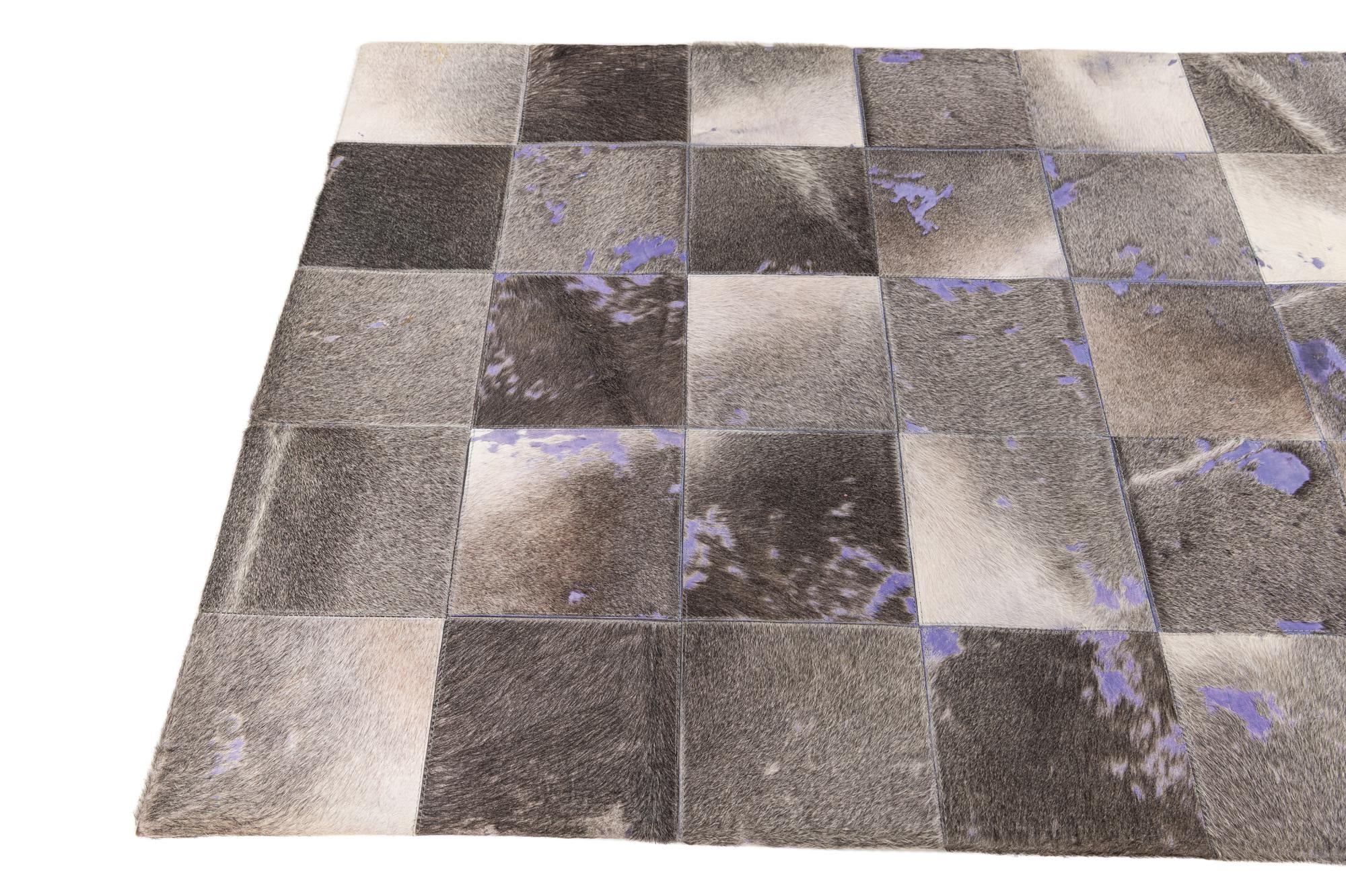 4' x 5' 9 Cowhide Leather Rug