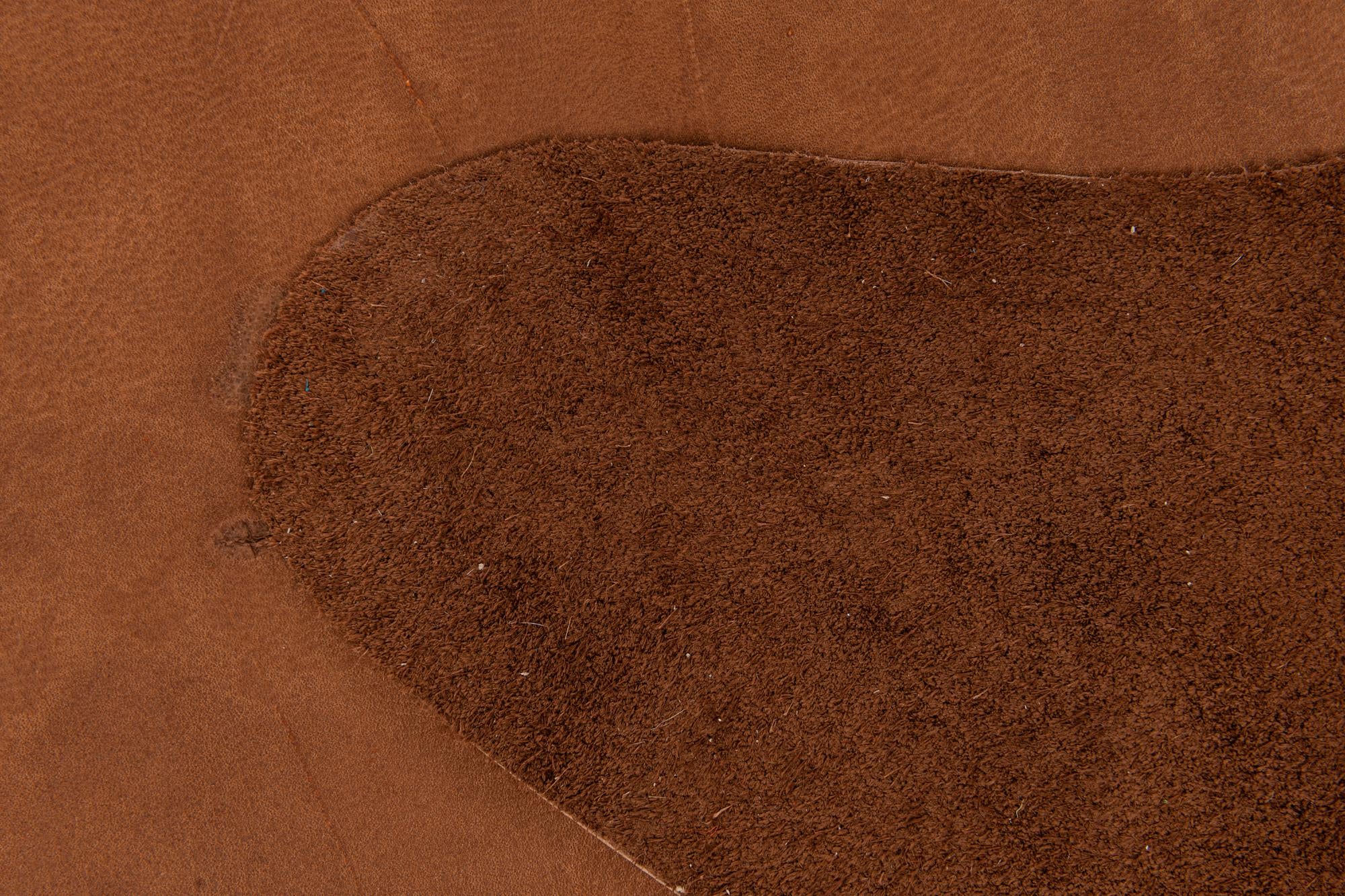 6' 9 x 7' 8 Cowhide Leather Rug