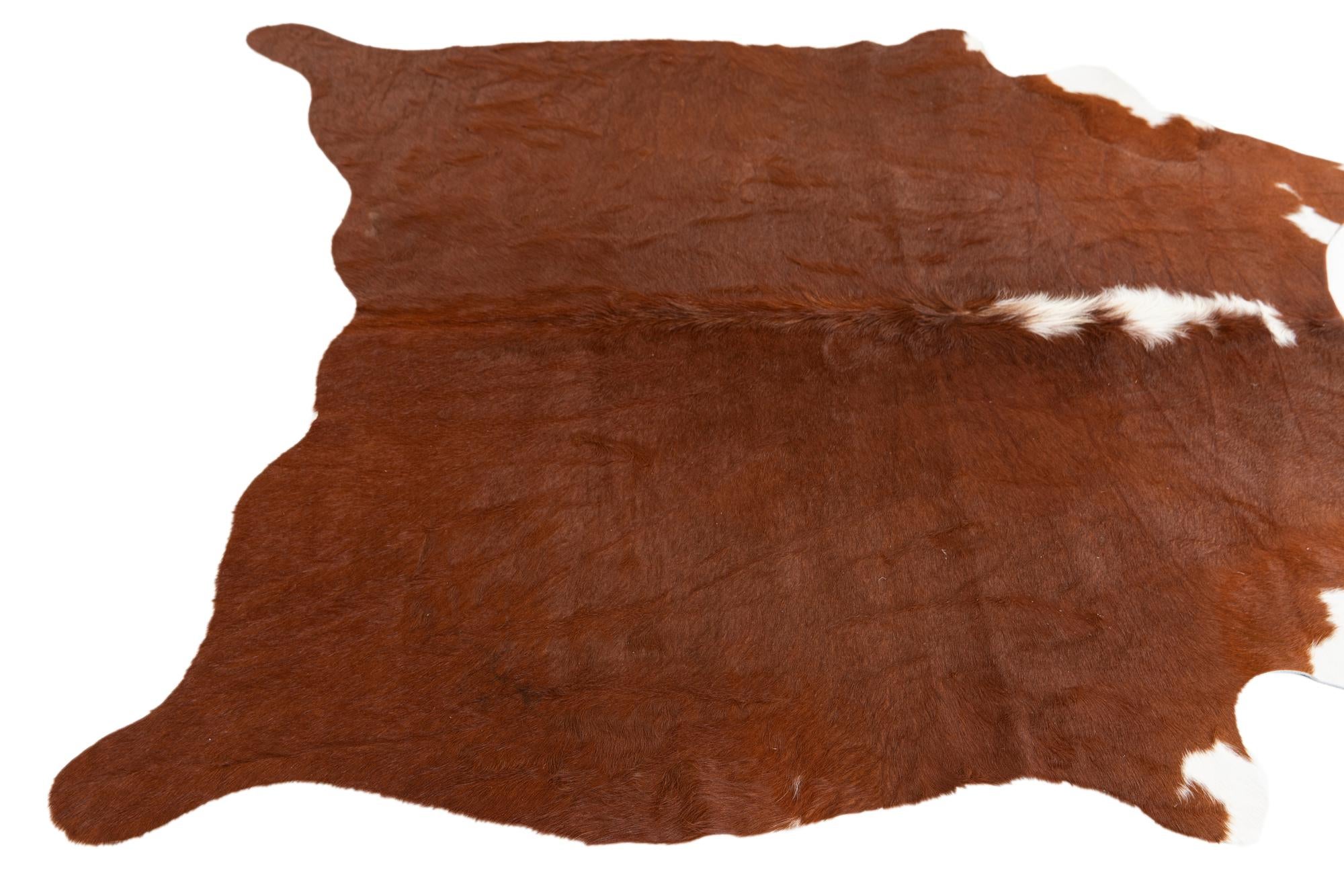 4' 4 x 4' 6 Cowhide Leather Rug