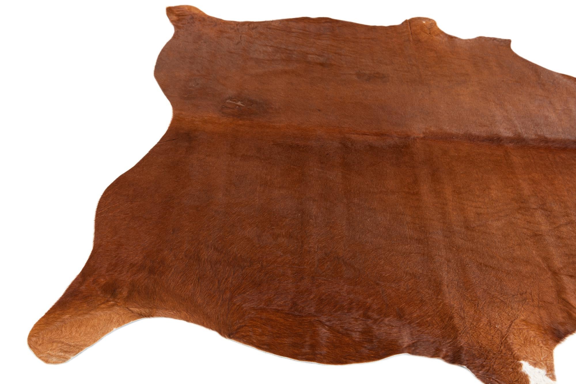 5' 7 x 6' 5 Cowhide Leather Rug