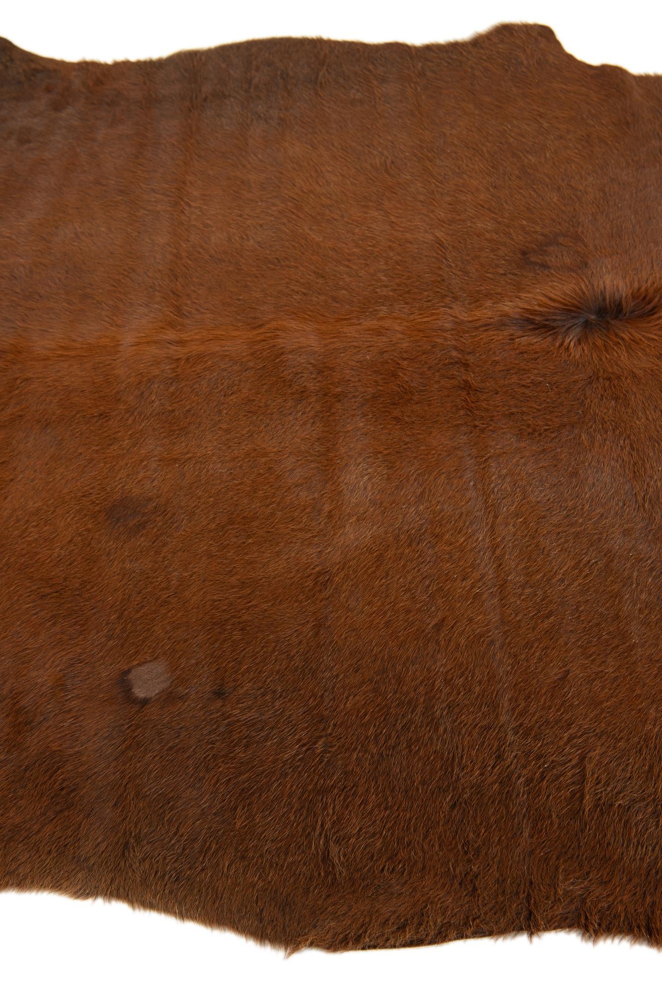 5' 11 x 6' 9 Cowhide Leather Rug