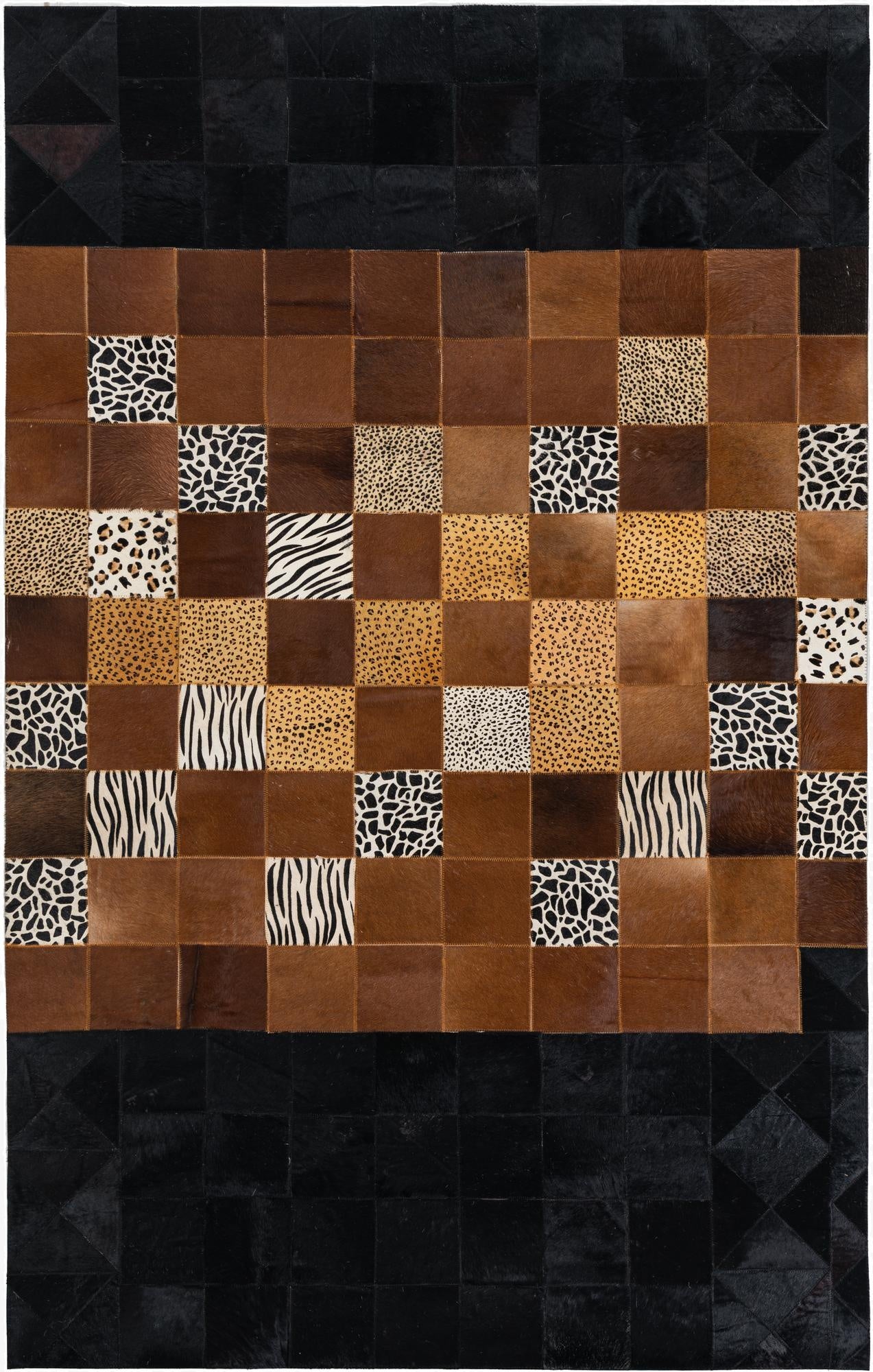 4' 10 x 7' 7 Cowhide Leather Rug