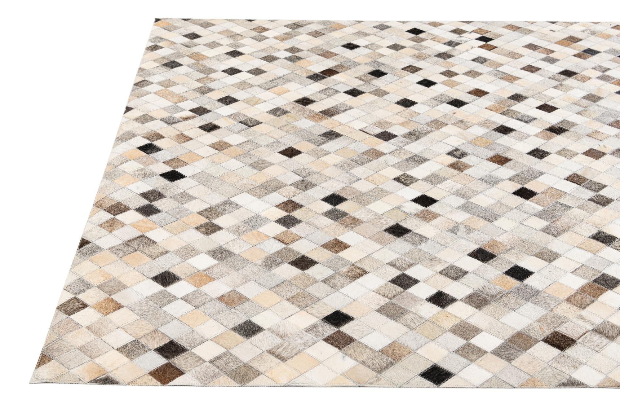 4' 7 x 6' 7 Cowhide Stocks Rug