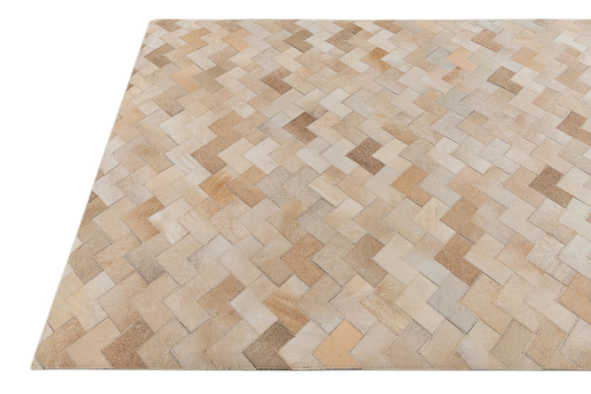 4' 1 x 6' Cowhide Stocks Rug