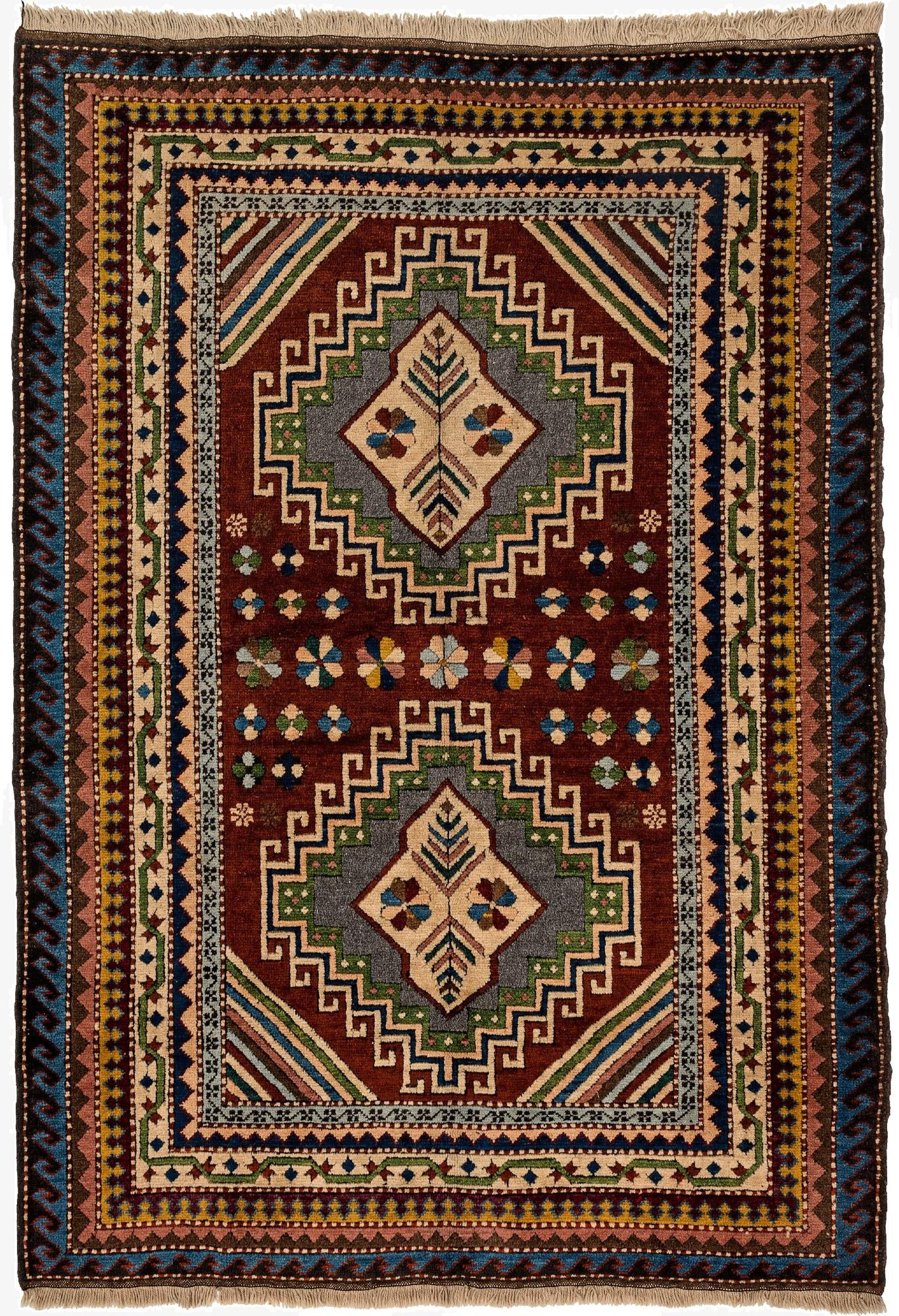 4' 4 x 6'  Hand Knotted Fars Wool Rug