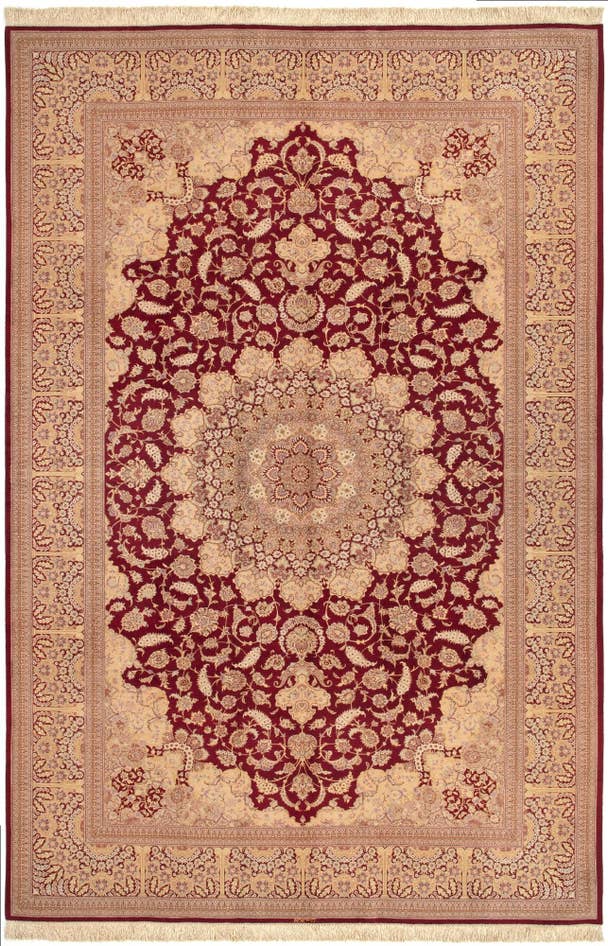 Detail image of 6' 6 x 9' 9 Ghom Silk Rug