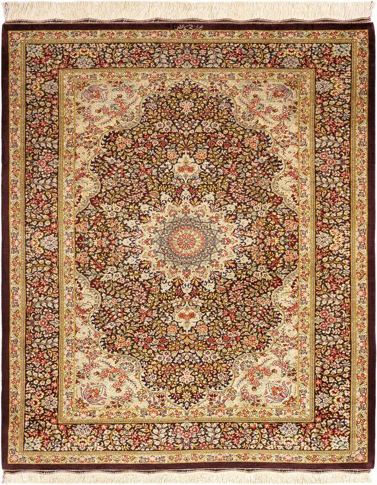 Detail image of 3' 3 x 5' Ghom Silk Rug