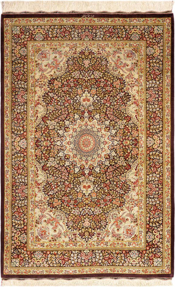 Detail image of 3' 3 x 5' Ghom Silk Rug