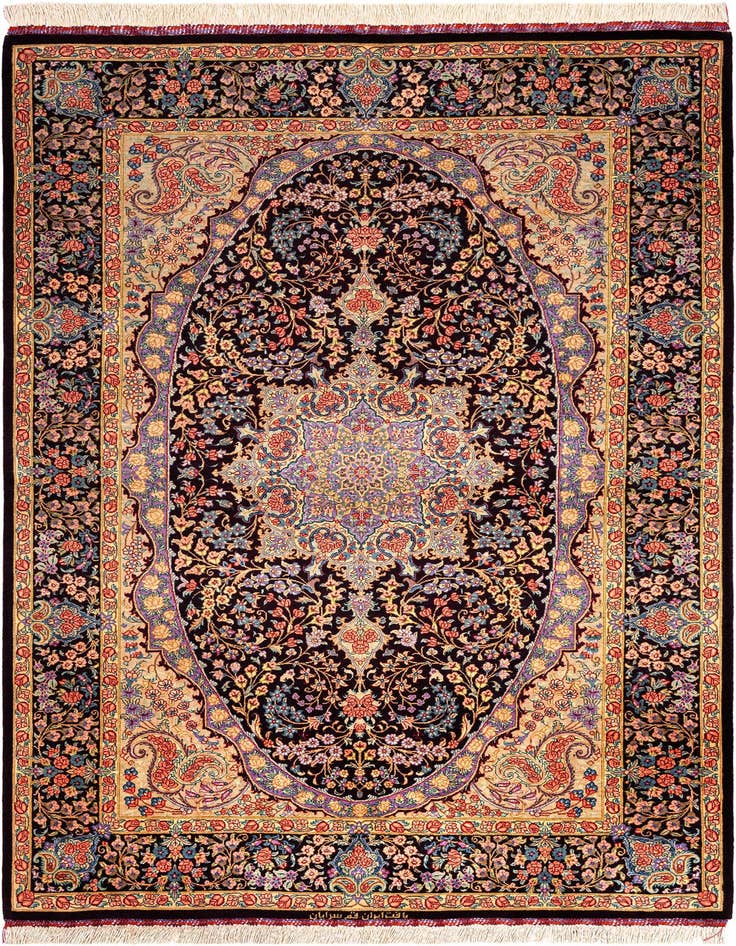 Detail image of 3' 3 x 5' 2 Ghom Silk Rug
