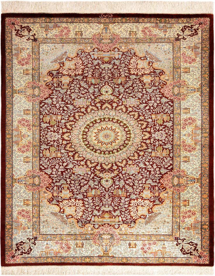 Detail image of 3' 3 x 5' 1 Ghom Silk Rug