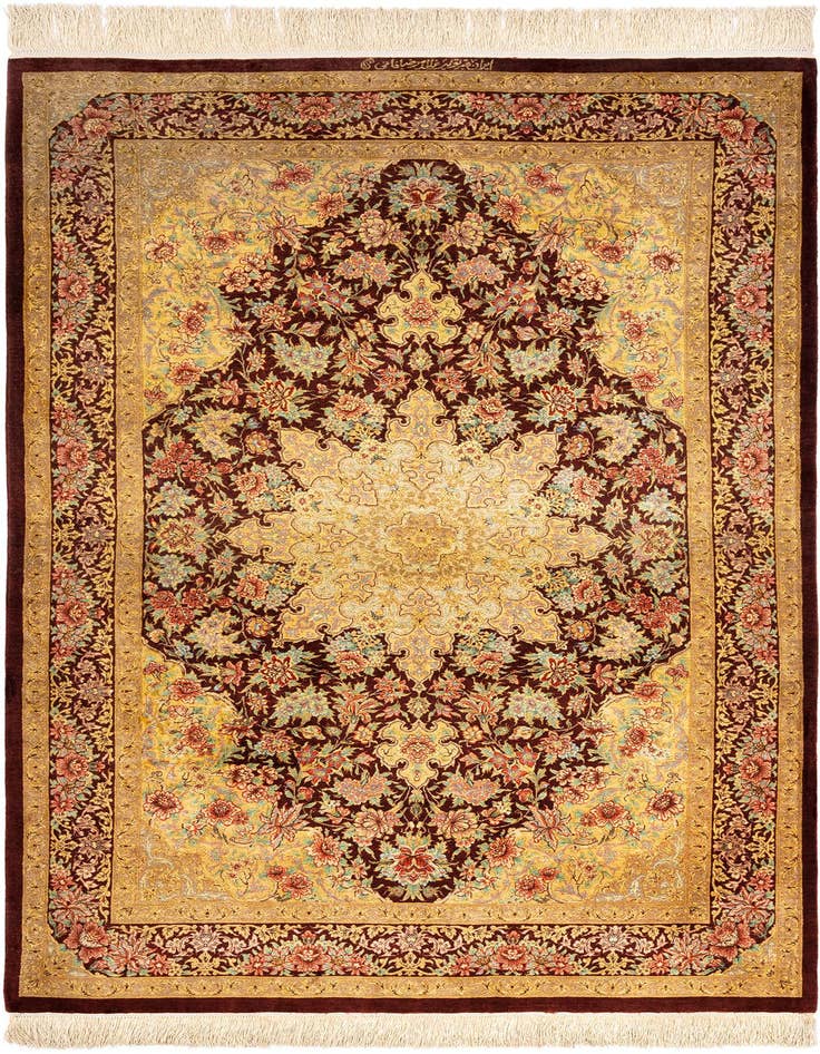 Detail image of 3' 4 x 5' 3 Ghom Silk Rug