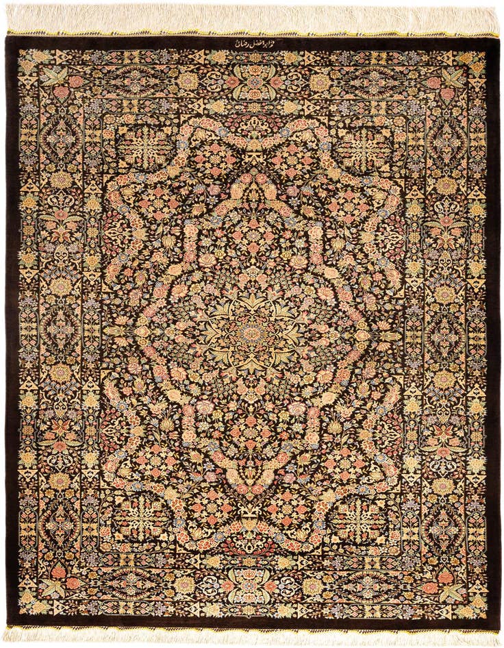 Detail image of 3' 4 x 5' Ghom Silk Rug