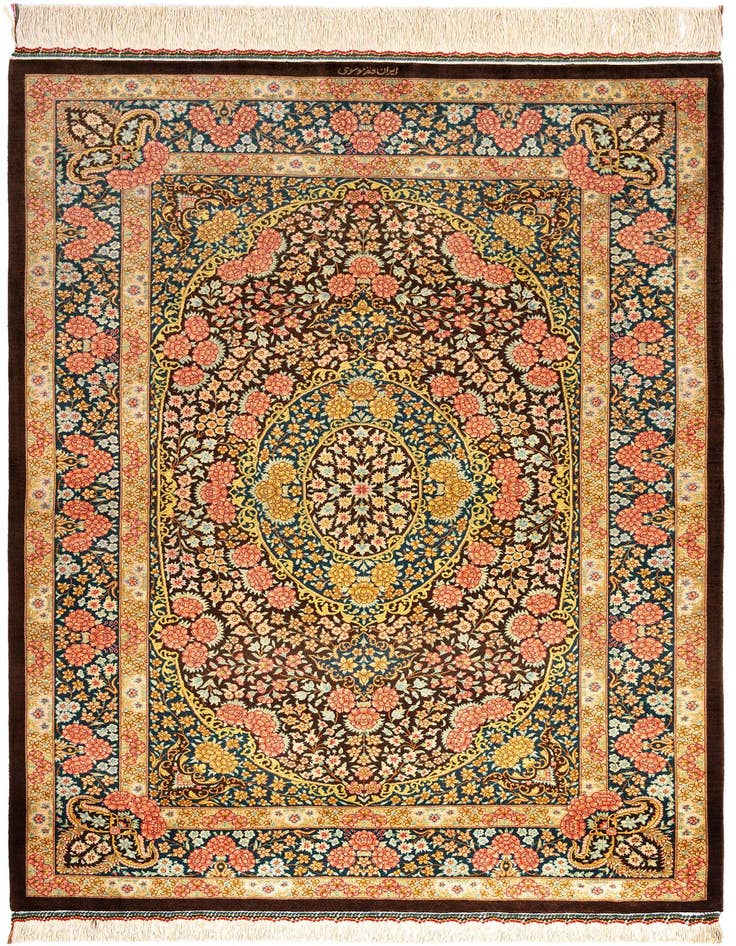 Detail image of 3' 4 x 4' 9 Ghom Silk Rug