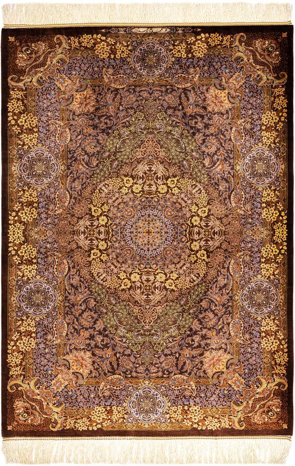 Detail image of 3' 6 x 4' 11 Ghom Silk Rug