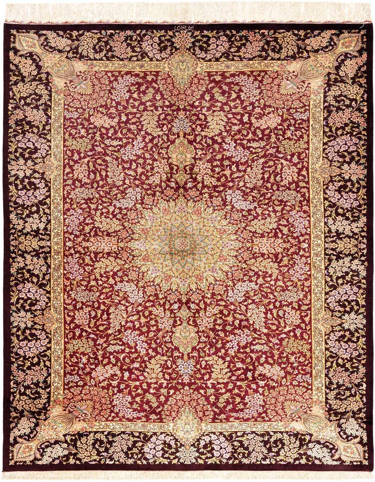 Detail image of 4' 5 x 6' 7 Ghom Silk Rug