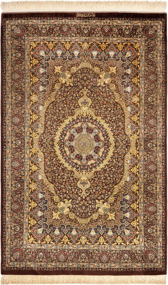 Detail image of 3' 1 x 5' Ghom Silk Rug