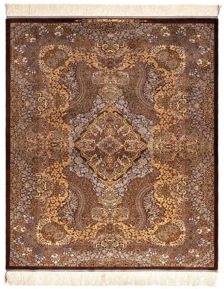 Detail image of 3' 5 x 5' Ghom Silk Rug