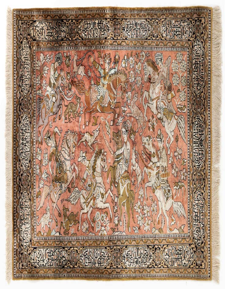 Detail image of 3' 6 x 5' 1 Ghom Silk Rug