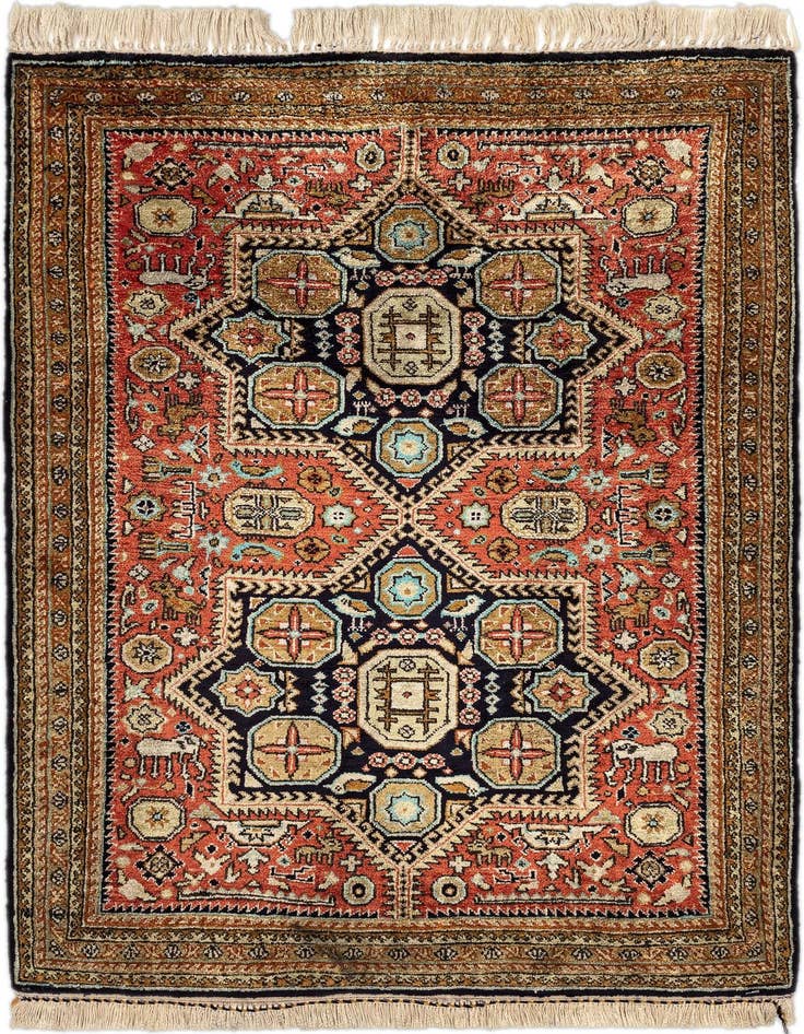 Detail image of 1' 10 x 2' 8 Ghom Silk Rug