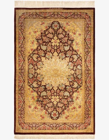 3' 4 x 5' 3 Ghom Silk Rug