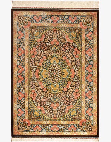 3' 4 x 4' 9 Ghom Silk Rug