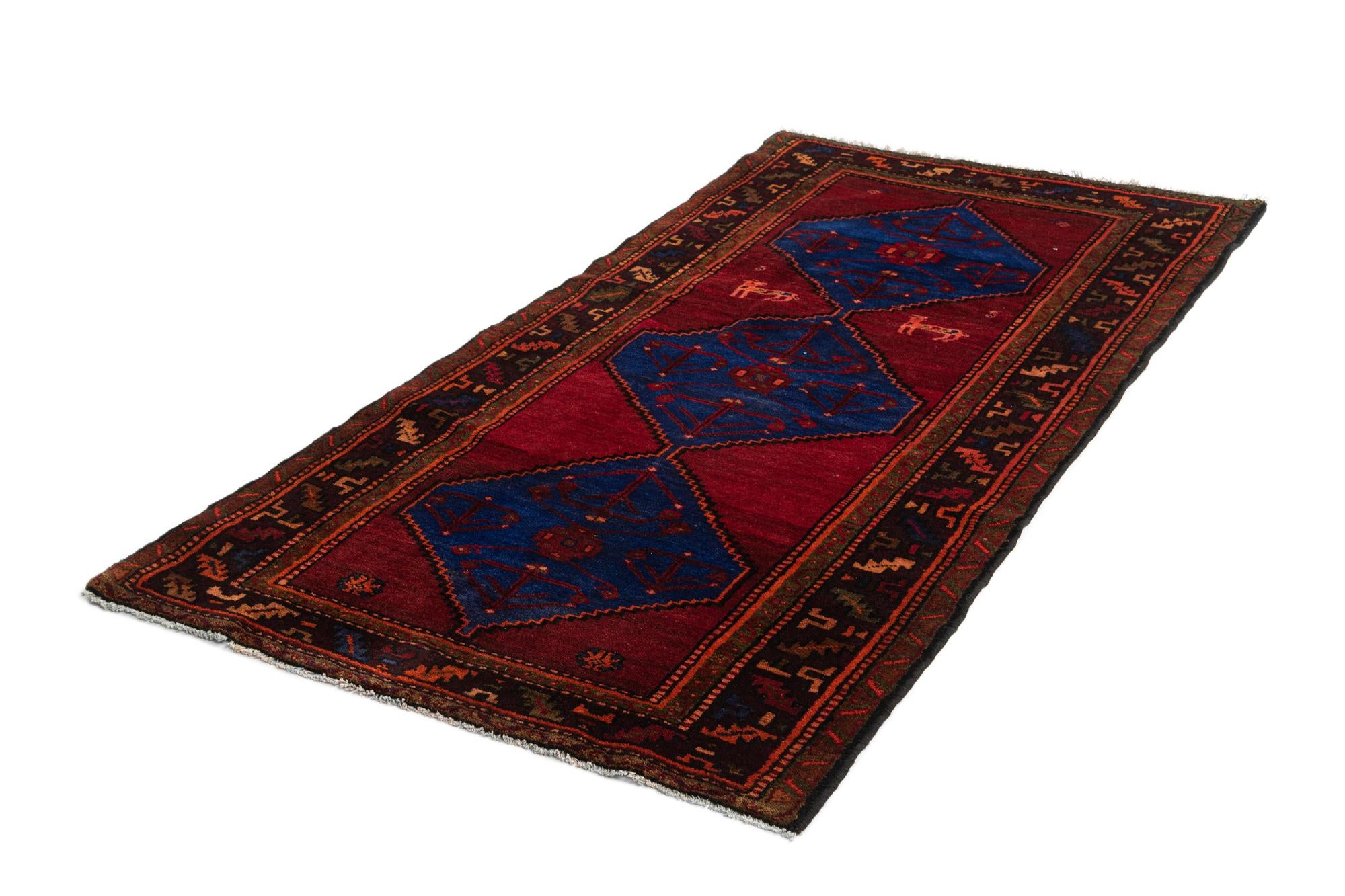 4' 1 x 7' 6 Hamedan Wool Rug