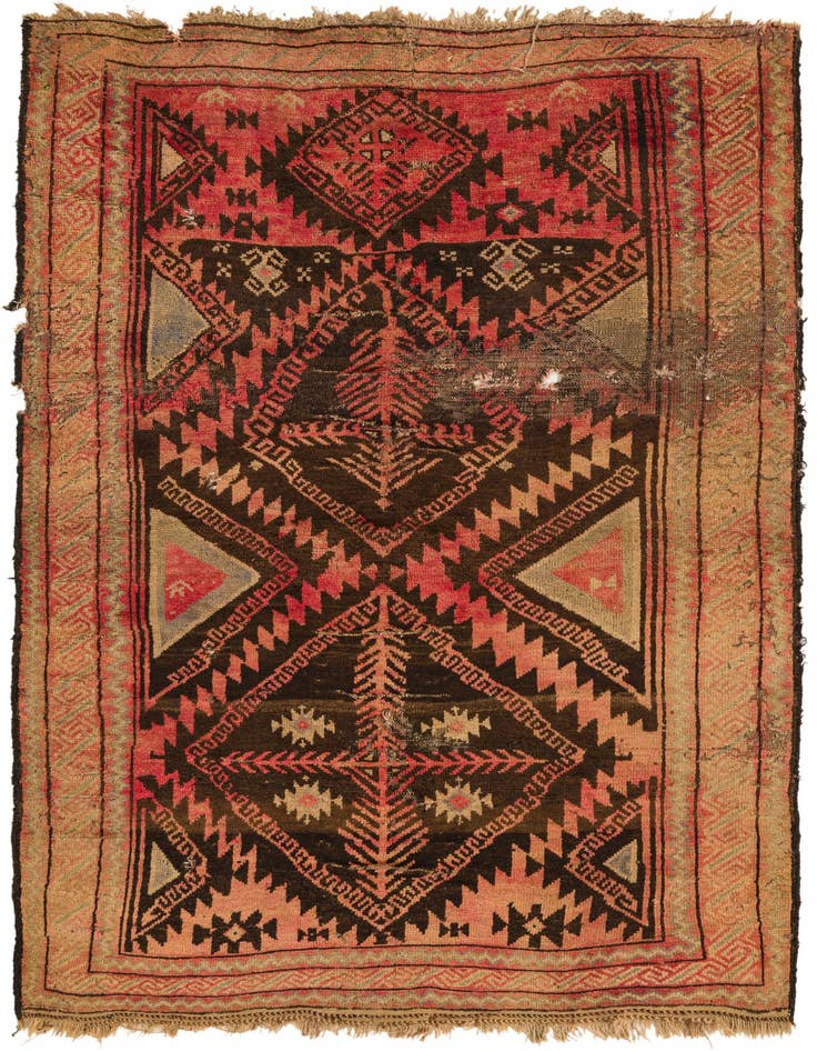 Detail image of 4' 2 x 6' 4 Hand Knotted Hamedan Persian Wool Rug